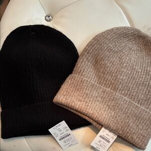 J. Crew Black and Tan Knit Beanies
